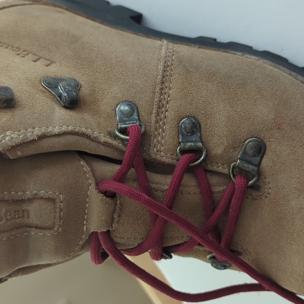 L.L. Bean Suede Waterproof Vibram Tek 2.5 Retro Hiking Boots 9.5M Brown Lace Up - Picture 6 of 16